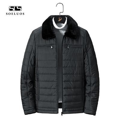 China Factory Price Wholesale Custom Made Breathable Fur Collar Mens Black Padded Winter Jacket for sale