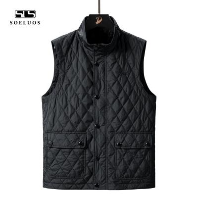 China Black Breathable Solid Color OEM Anti Wrinkle Thick Quilting Zippers Warm Men's Diamond Utility Quilted Vest For for sale