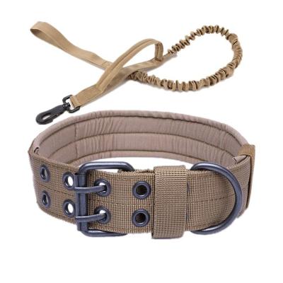 China Portable Heavy Duty Pet Collar Large Buckle Metal Dogs Training Collar and Leash Set Tactical Dog Collars for sale