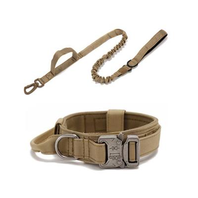 China Portable Tactical Dog Collar With Durable Tactical Nylon Leash Handle Large Pet Dog K9 Training Collar Adjustable Collar for sale