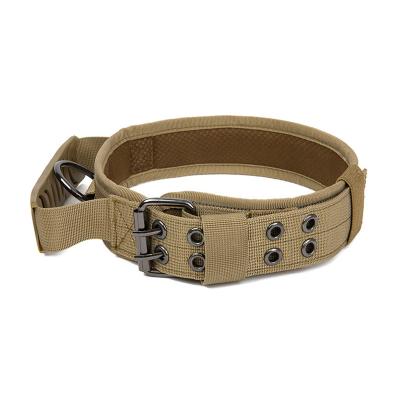 China Medium Large Dog Collar Adjustable Training Portable Reflective Pet Collar With Handle Training Tactical K9 Dog Collar for sale