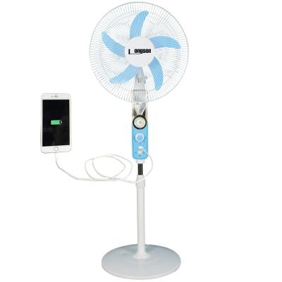 China With USB and LED Light 10 Hours DC Power, 12V Solar Backup Fan, Rechargeable Backup Fan with Phone Charger for sale