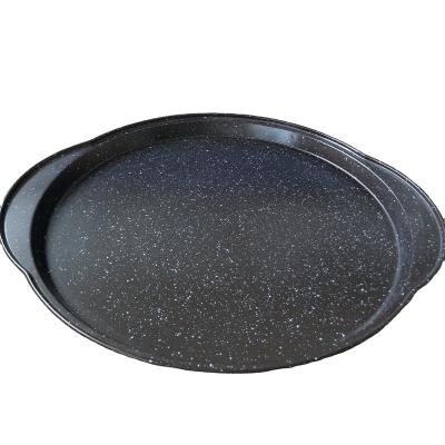 China Sustainable Pizza Tools 13 Inch Carbon Steel Non Stick Shallow Bottom Pizza Baking Pan Baking Mold Round Pizza Tray For DIY Home Oven for sale