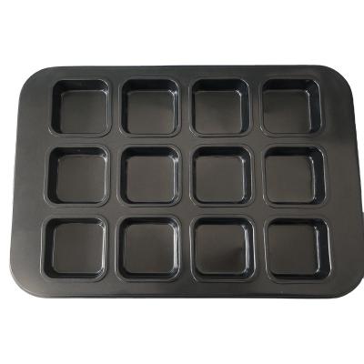 China Sustainable Square Muffin Pan Cake Cup Carbon Steel Baking Tray Pan For Baked Goods And Galleys for sale