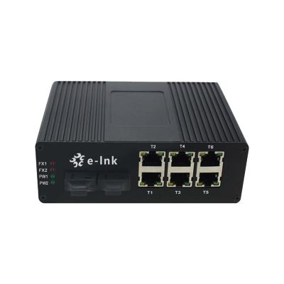 China fiber optic communication & Networking 6x10/100M Ethernet RJ45 Ports + 2x100M SC Fiber Ports Multi Mode 2KM Industrial Ethernet Switch for sale