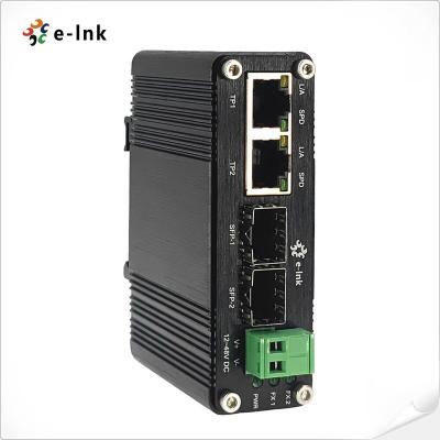 China fiber optic communication & Networking 12-48V DC Input 2x10/100/1000M PoE Ports + 2x100/1000M SFP Port Industrial Gigabit PoE Switch for sale