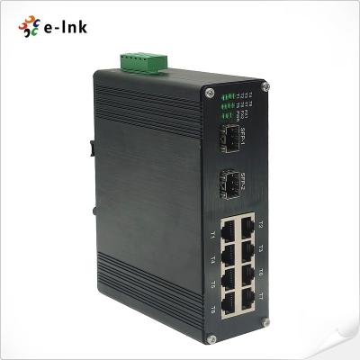 China fiber optic communication & Networking 8x10/100M Ethernet RJ45 Ports + 2x100M SFP Fiber Ports Industrial Ethernet Switch for sale