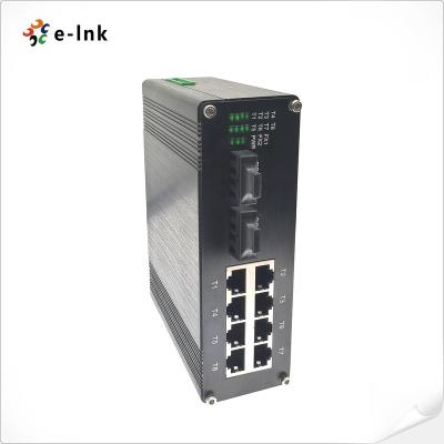 China fiber optic communication & Networking 8x10/100M Ethernet RJ45 Ports + 2x100M SC Fiber Ports Single Mode Industrial Ethernet Switch for sale