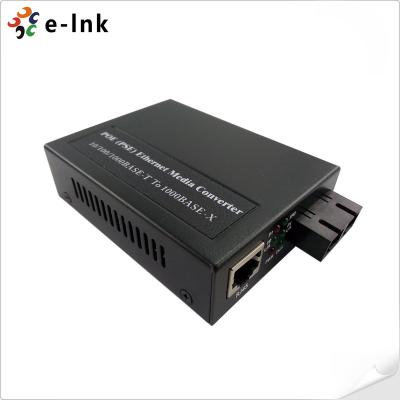 China 10/100/1000Mbps Single Mode Fiber 20KM SC Port PoE Media Converter 30W PoE Dual Power LNK-3011PT-20 for sale