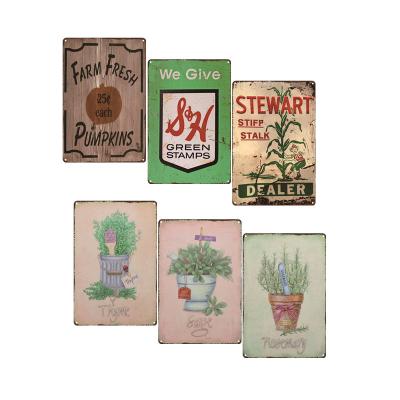 China Europe Vintage Tin Metal Signs Grow Fresh Eggs Garden Herb Seed Retro Metal Plate Kitchen Decor for sale