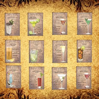 China Mai Tai Margarita Metal Sign Tin Poster Europe Cocktail Lounge Home Decor Bar Wall Art Painting for sale