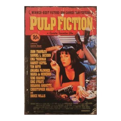 China Europe Vintage Pulp Fiction Tin Sign Decorative Cafe Shop Bar Bathroom Club Garage Hotel Wall Arts Car Poster for sale