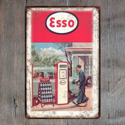 China Retro Tin Sign Bar Cafe Garage Hotel Room Wall Decor Metal Poster Art Painting Europe ESSO Metal Bar for sale