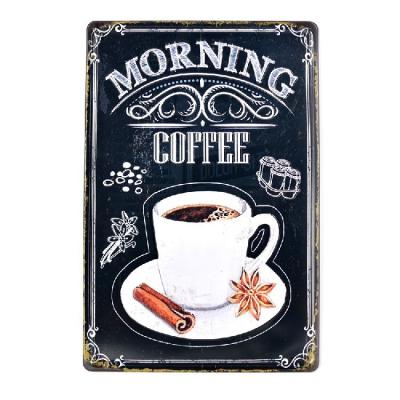 China Europe Morning Coffee 3d Embossed Retro Beer Poster Wall Decor Bar Car Metal Tin Signs Home Metal Sign for sale