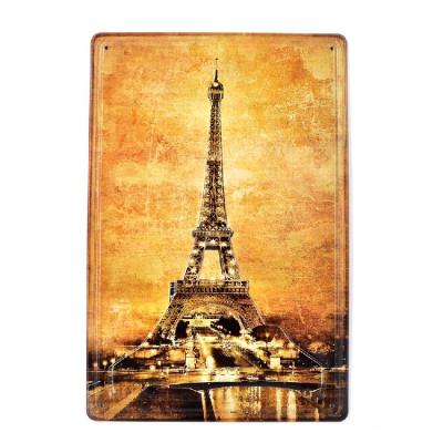 China Europe Paris France 3d Embossed Beer Poster Wall Decor Bar Car Metal Retro Tin Signs Home Metal Sign for sale