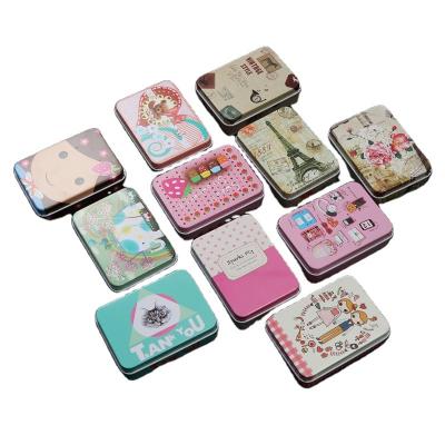 China Retro Cosmetics Candy Gift Box Metal Storage Can Rectangle Colored Cartoon Custom Card Packing Tin Boxes XK008 for sale