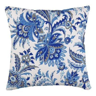 China New Arrival Blue Flower Hampton Beach Style Cushion Covers Anti-pilling Throw Pillow Covers Sofa Decorative Throw Pillow Case for sale