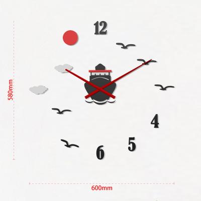 China Casual Boat Shape Wall Mounted Clock for Home Decoration Boat Style Clocks for Wall for sale