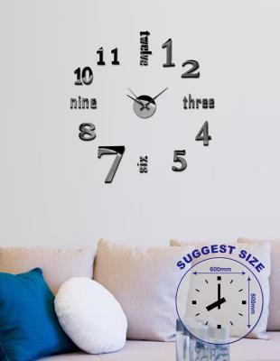 China 24 Hours Time 4 Digit Mirror Face 3D Mirror DIY Battery Operated Led Decorative Wall Clocks for sale