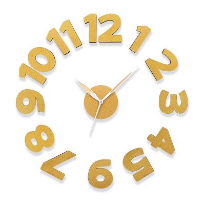 China Large CREATIVE Wall Clock 3D Living Room Bedroom Office DIY Decoration Frameless Clock Kit with Matt Number Stickers Home for sale