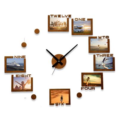 China New Creative Luxury Decorative Plastic Art Photo Frame Clock Room Modern Wall Mounted Clock Modern Diy Design Hommy Large for sale