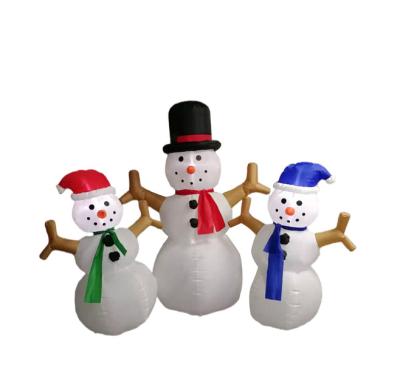 China PVC Coated Big Three Branch Nylon Wholesale Inflatable Christmas Outdoor Decoration Inflatable Snowmen Decorations for sale