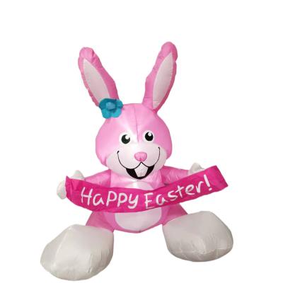 China PVC Coated Manufacturer Quality Assurance Easter Nylon Pink Bunny Decor Inflatable Model Customized for sale