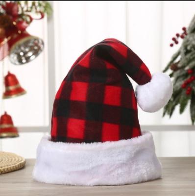 China Short Headwear Christmas Ornaments Plush Santa Hats For Adults And Kids for sale