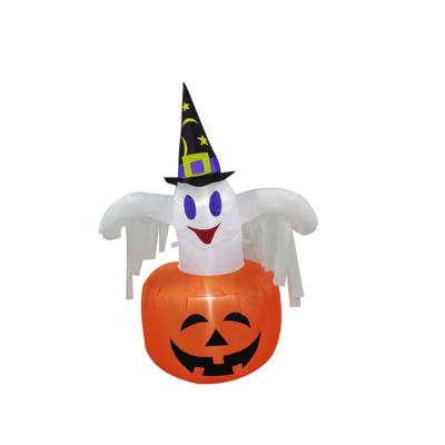 China PVC Coated Nylon Inflatable Outdoor Yard Decoration Halloween Wholesale Large Inflatable Ghost Pumpkin White Decorations for sale