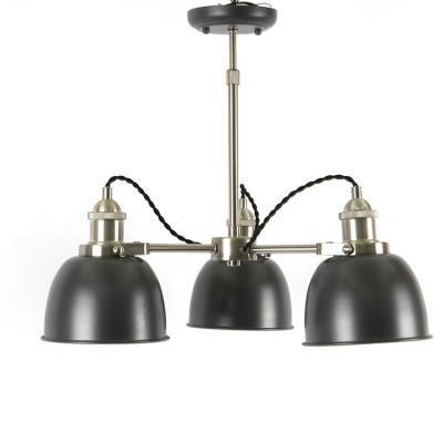 China Contemporary Industrial Black Dining Room Interior Decoration Vintage Edison Chandelier Three Bulbs Metal Pendant Light for sale