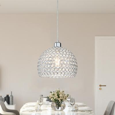 China Modern Modern Half Round Crystal Shade Lamp Restaurant Dining Hotel Living Room Kitchen Island Pendant Light for sale