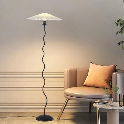 China Fan Folding Personality Living Room Material Minimalist Lamp Shade Fabric Floor Lamp For Home Indoor Decoration for sale