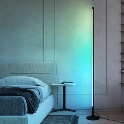 China Modern Nordic Modern Round RGB LED Lower Standing Decorative Room Stand Corner Smart Remote Control Floor Lamp for sale