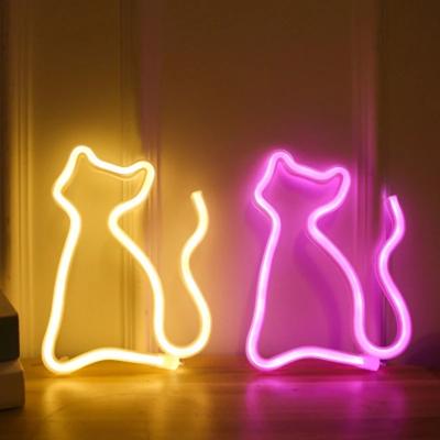 China Residential Cute Cat RGB Cable Wedding Party Neon Led Light For Kids Room Wall Decoration Quality PVC Regular Shine for sale