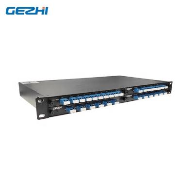 China Data Center 100GHz 8Channel DWDM Mux Demux duplex fiber with Monitor and Grey 1310nm wideband port  in 4slot 1U Rackmount for sale