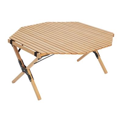 China Modern Party Beach BBQ Camp Picnic Leisure Folding Beech Top Camping Wooden Table for sale