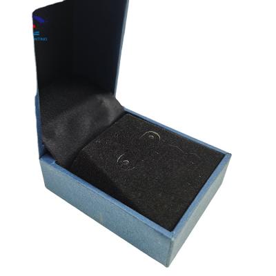 China High Quality Handmade Hot Selling Blue Earring Ring Gift Package Box With Black Velvet for sale