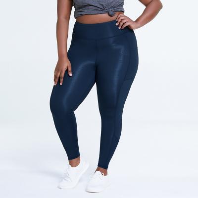 China Breathable Ladies Workout Leggings Gym Clothing Yoga Fitness, High Waist Plus Size Activewear Leggings For Fat Women With Side Pockets for sale