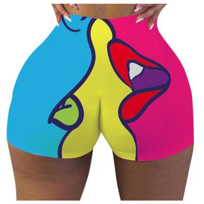 China 2022 summer QUICK DRY hot wear plus size candy snack abbreviation of women gym wear high waist cartoon yoga sports shorts for sale