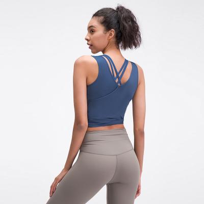 China Modest Sportswear Irregular Ribbon Yoga Vest Stretch Breathable Women Fitness Tank Thin Top Fit for sale