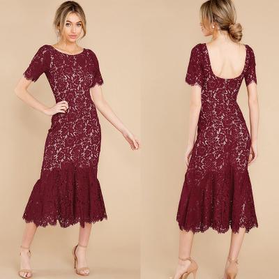 China Modest Evening Mermaid Dress Clothing casual high quality breathable plus size formal slim lace elegant cocktail dresses 2022 for sale