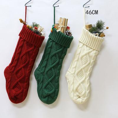 China 2021 Multi-Use Christmas Decoration Supplies 46CM 100% Acrylic Cable Knitted Christmas Stockings For Wholesale for sale