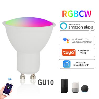 China Living Room Tuya WiFi Projector GU10 5W Smart RGBCW Mobile App Dimming and Support Alexa Speaker Color Matching Control for sale