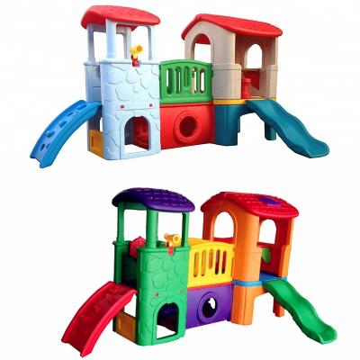 China KRX-0501 Indoor and Outdoor Children Playgournd Garden Playhouse Double Slides Plastic Easily Assembled for sale