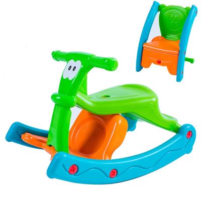 China Ride On Toy 2021 New Design Double Use Rocking Horse Toy And Chair Combination Plastic Baby Rocking Horse For Sale for sale