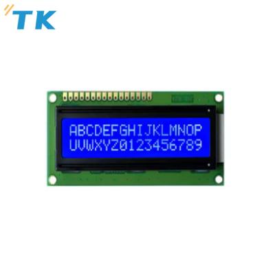 China 1602 Character LCD Display Modules Monochrome Screen With Blue Yellowish Green Gray Background 80x36mm for sale