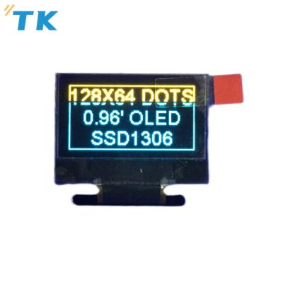 China 0.96 inch tow-color OLED display modules 12864 dots OLED screen with blue and yellow characters 26.7*19.26*1.41mm for sale