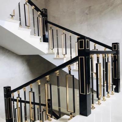 China Interior Design Aluminum Gold Plated Stair Railings Modern Customized Handrails for sale