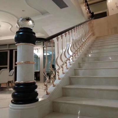 China Modern Easy To Install Interior Stairs Rose Gold Cast Aluminum Railing Staircase Baluster Mold Rails for sale