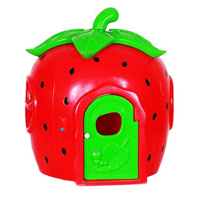 China Fruit Design Cute Strawberry House Kids Red Fruit Playhouse Kids Amusement Equipment For Role Play for sale